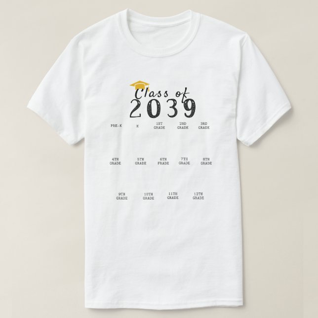 Handprint Graduation Class of 2039 Grow With Me T-Shirt (Design Front)