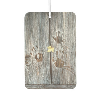 Handprints Birds on Wooden Boards with Autumn Leaf Air Freshener