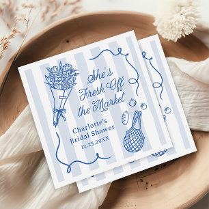 Handrawn Fresh Off the Market Bridal Shower Napkin