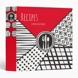 Handrawn mixed patterns utensils chef catering binder