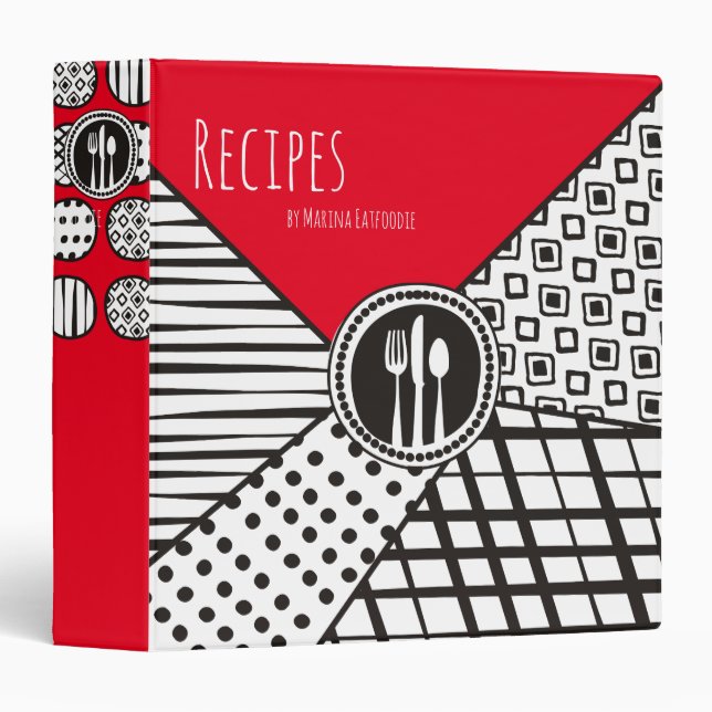Handrawn mixed patterns utensils chef catering binder (Front/Spine)