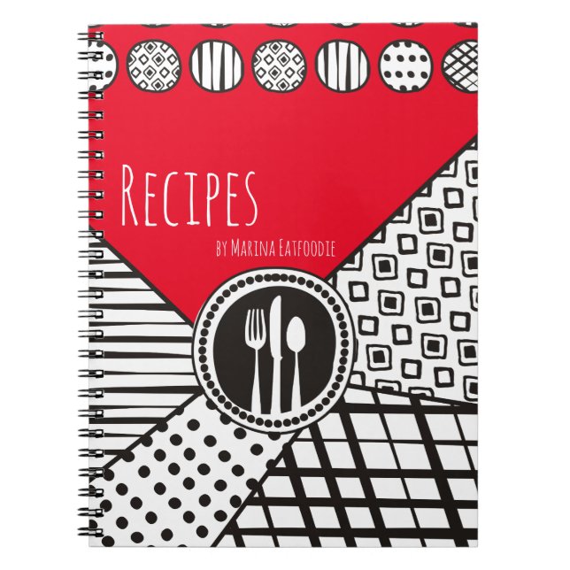 Handrawn mixed patterns utensils chef catering notebook (Front)