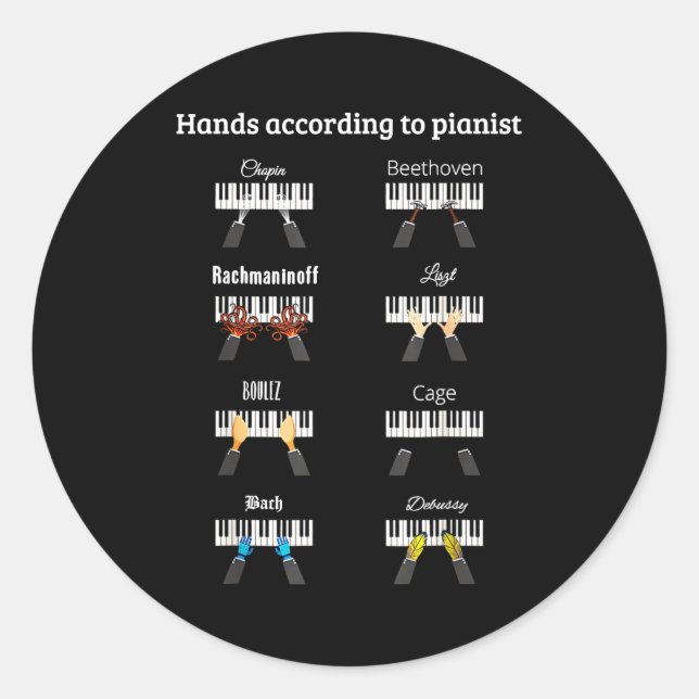 Hands According To Anists Ano Clical Music Instrum Classic Round Sticker (Front)