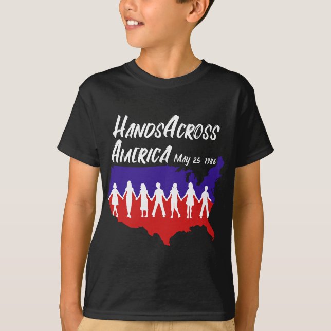 Hands Across America  May 25, 1986 Men Women &  T-Shirt (Front)