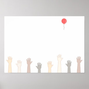 Hands and a red balloon. poster