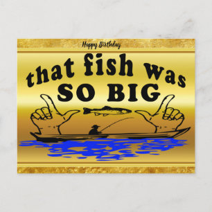 Hands apart showing a fish and a boat with water postcard