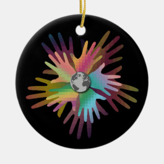 Hands Around the World Ceramic Ornament