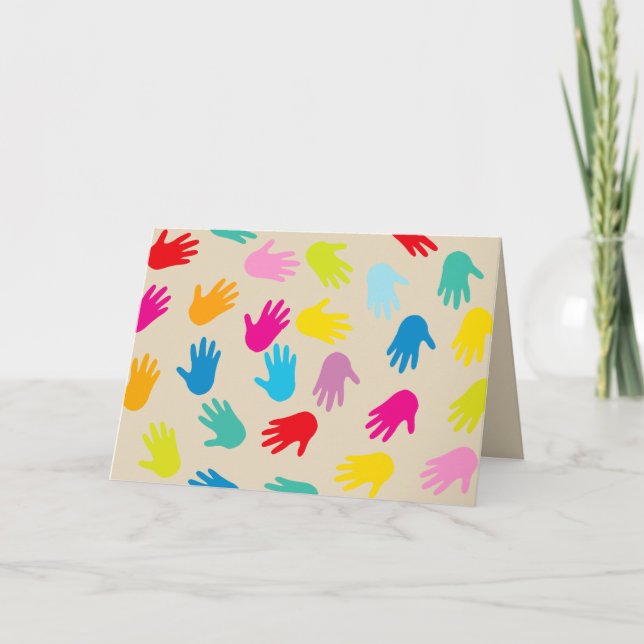 Hands around the world greeting card (Front)