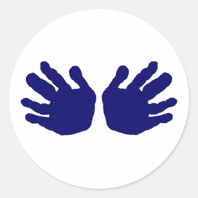 Hands Blue Dk The MUSEUM Zazzle Gifts Classic Round Sticker (Front)