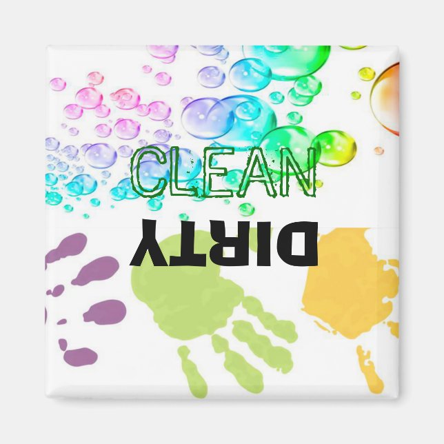 Hands-Bubbles Dirty Clean Dishwasher Magnet (Front)