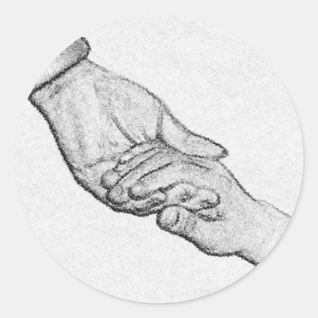 hands classic round sticker (Front)
