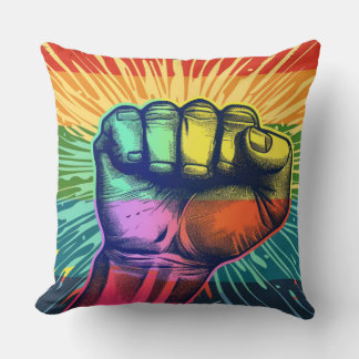 hands clenched throw pillow