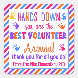 Hands Down You are the Best Volunteer Around Square Sticker