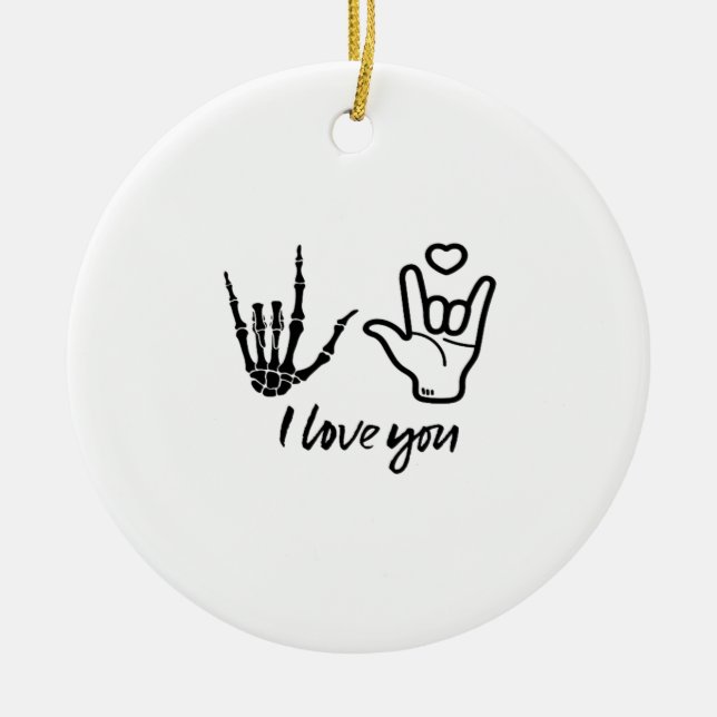 Hands Forming - Skeleton Heart Hands  Ceramic Ornament (Front)