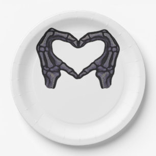 Hands Forming Skeleton Heart Hands Minimal Touch Paper Plate
