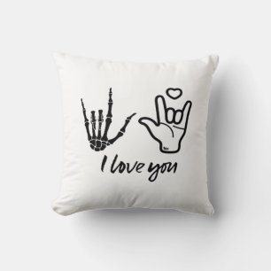 Hands Forming Skeleton Heart Hands Minimal Touch Throw Pillow