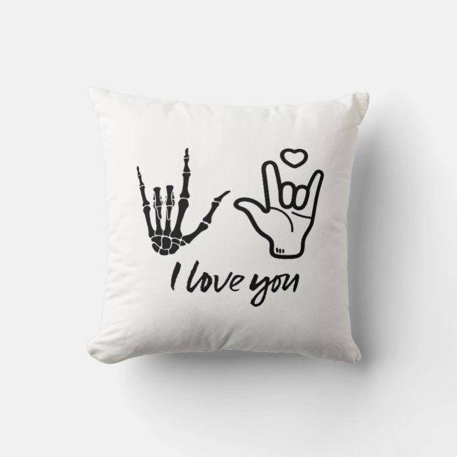 Hands Forming - Skeleton Heart Hands  Throw Pillow (Front)