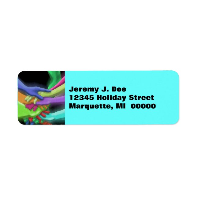 Hands Friends Stacked Neon Return address Labels (Front)