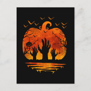 HANDS HALLOWEEN COSTUME PUMPKIN FALL SEASON POSTCARD