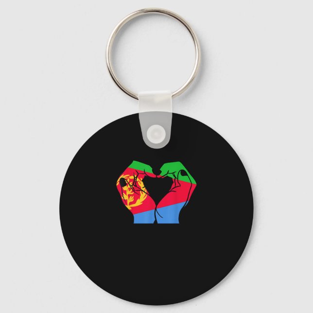 Hands Heart With Eritrean Flag Keychain (Front)