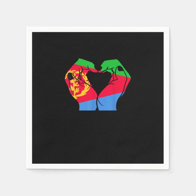 Hands Heart With Eritrean Flag Napkin (Front)