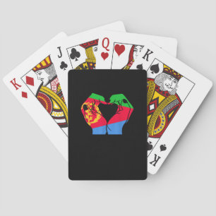 Hands Heart With Eritrean Flag Playing Cards