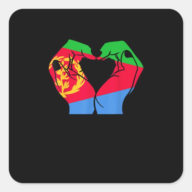 Hands Heart With Eritrean Flag Square Sticker (Front)