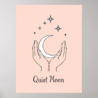 Hands Holding Crescent Moon Line Art