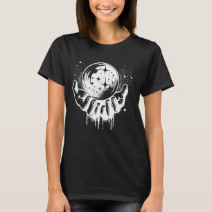 Hands Holding Crystal Ball With Splatter Effect Fo T-Shirt