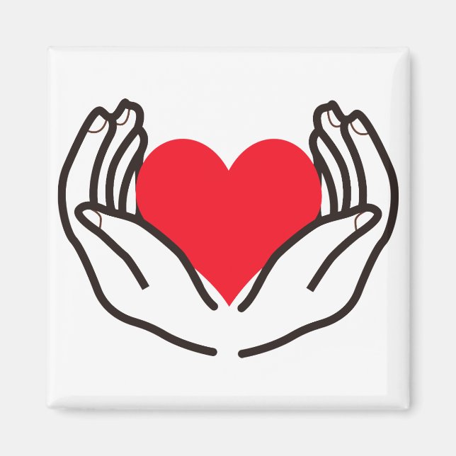 Hands Holding Heart Magnet (Front)