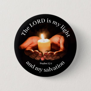 Hands Holding Lighted Candle with Bible message 2 Inch Round Button