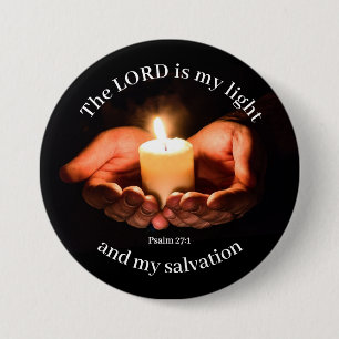 Hands Holding Lighted Candle with Bible message 3 Inch Round Button