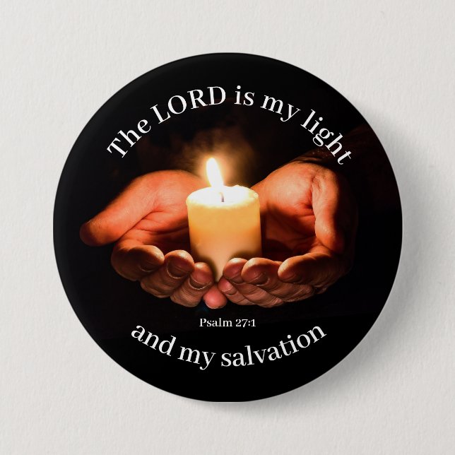Hands Holding Lighted Candle with Bible message  3 Inch Round Button (Front)