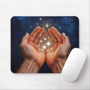 Hands Holding Night Stars Mouse Pad