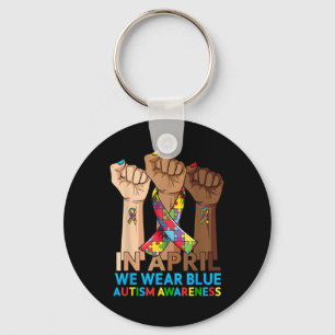 Hands In April We Wear Blue Autism Awareness Keychain