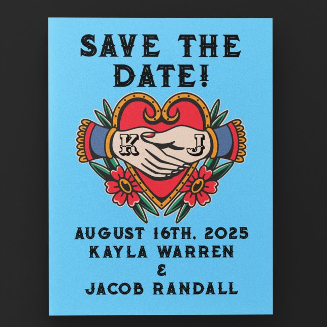 Hands in Marriage Tattoo Wedding Save-the-Date Postcard (Creator Uploaded)