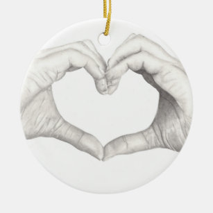 Hands in Shape of a Heart Ceramic Ornament