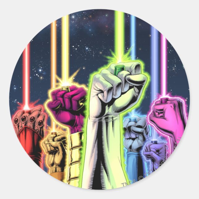 Hands in the air with rings -Colour Classic Round Sticker (Front)