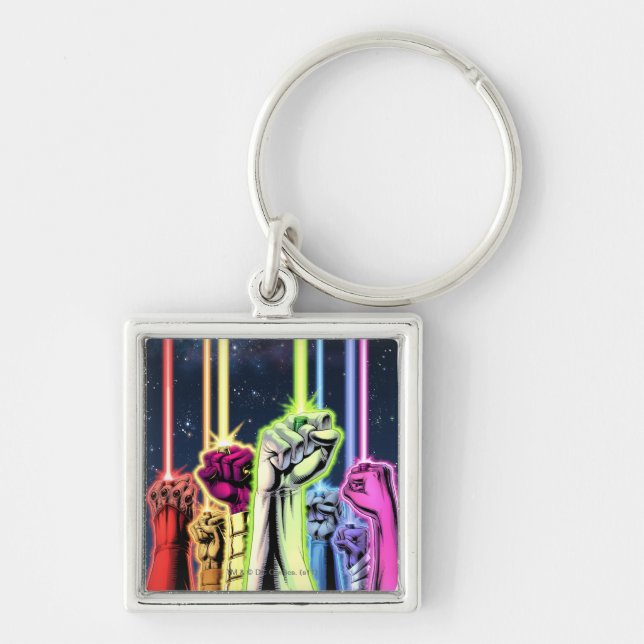 Hands in the air with rings -Colour Keychain (Front)