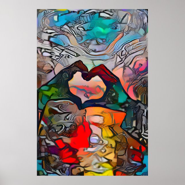 Hands in the Shape of a Heart Love Poster (Front)