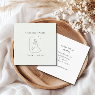 Hands Light Green Grey Square Business Card