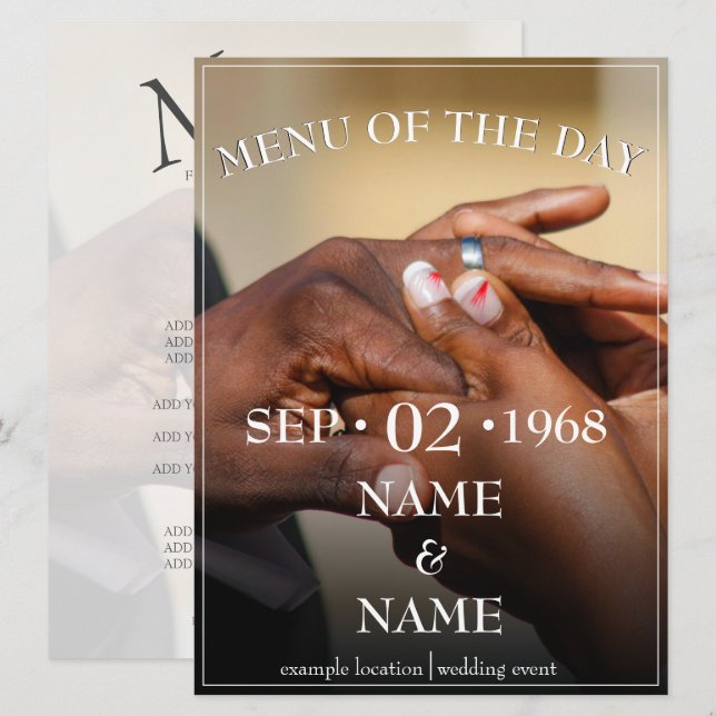 Hands of a coloured wedding couple pin on ring (Front/Back)