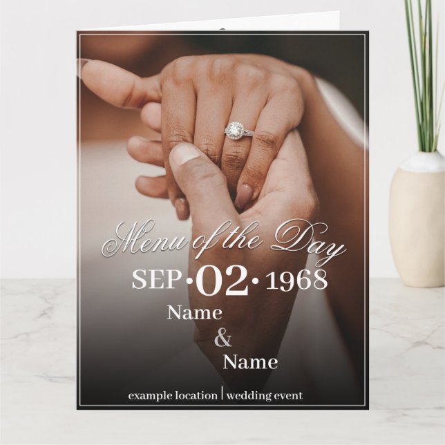 Hands of a Coloured Wedding Couple with Ring Card (Front)