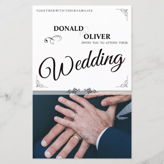 Hands of a Gay Wedding Couple with Rings (Front)