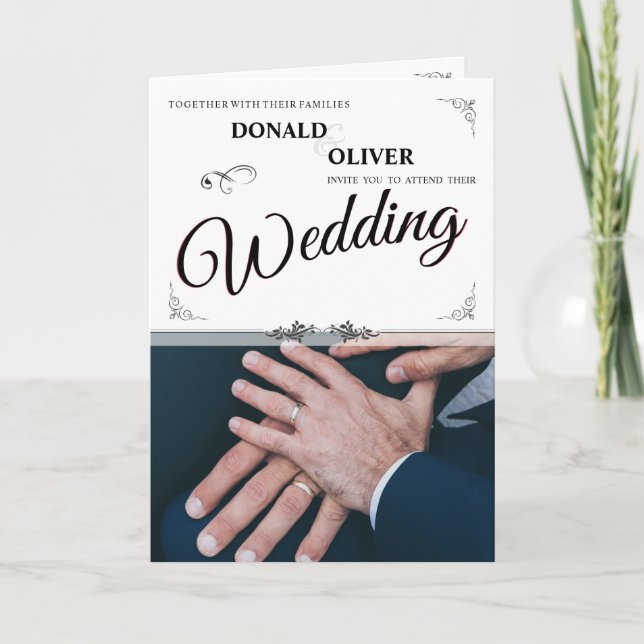 Hands Of A Gay Wedding Couple With Rings Card (Front)