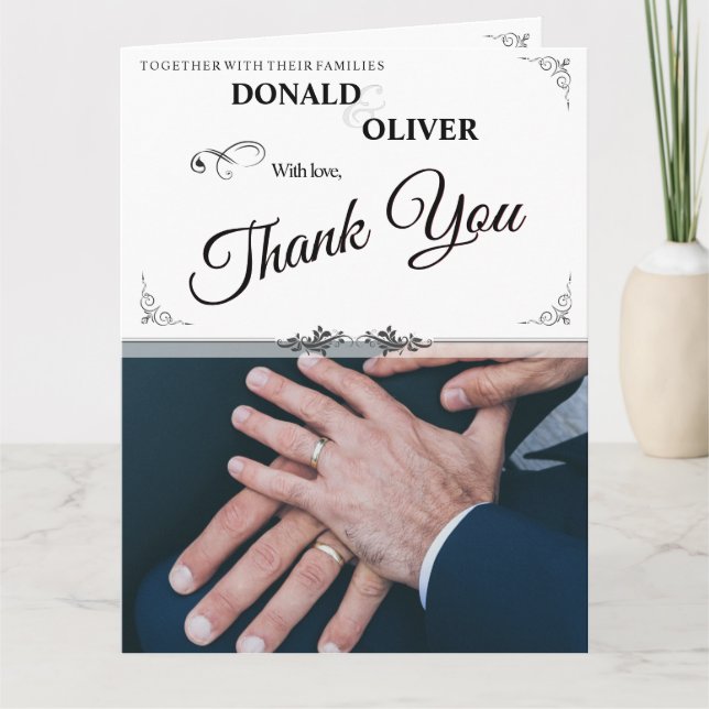 Hands of a Gay Wedding Couple with Rings Card (Front)