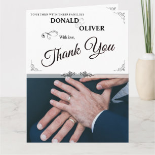 Hands of a Gay Wedding Couple with Rings Card
