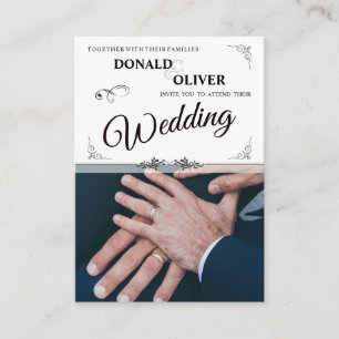 Hands of a Gay Wedding Couple with Rings Enclosure Card