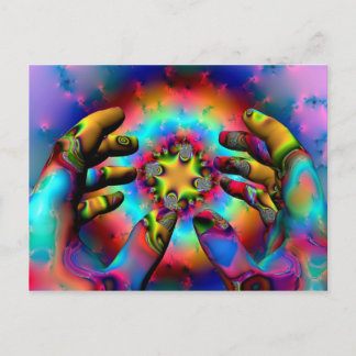 Hands of a wizard postcard