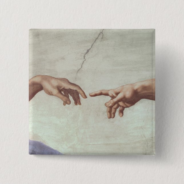 Hands of God and Adam 2 Inch Square Button (Front)